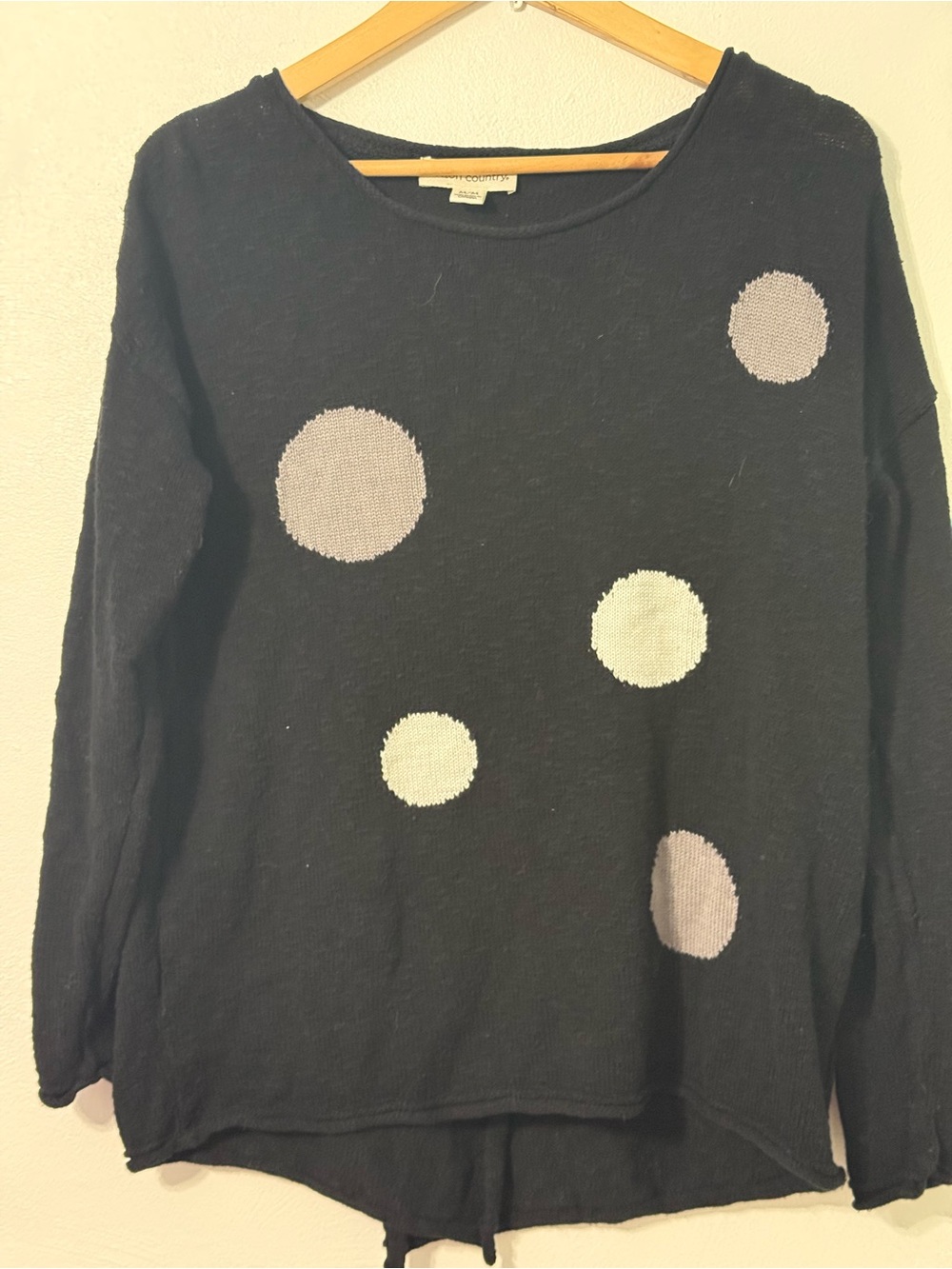 Cotton Country Black Polka Dot Crewneck Sweater made in Canada size medium